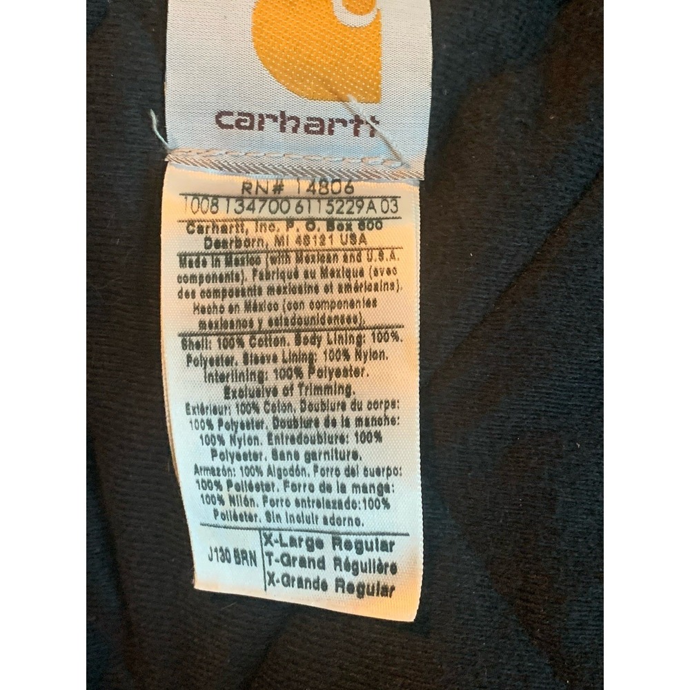 Vintage Carhartt Hooded Jacket J130‎ BRN Brown Size XL Nice Condition Light Wear - Picture 4 of 15